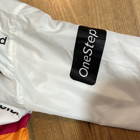 Retro 90's POLAROID Windbreaker White Rainbow Zip Up Jacket Unisex Adult Small - Picture 4 of 8